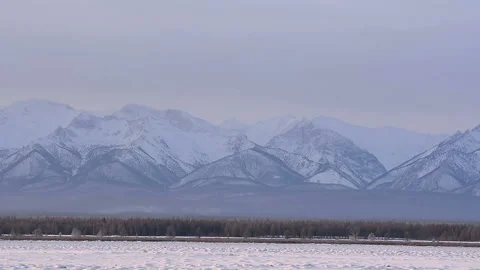 Mongolian landscape of winter. Stock Footage 99536170