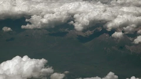 Mongolian mountains seen from plane in a high aerial view - Mountain Panorama Stock Footage 339727446