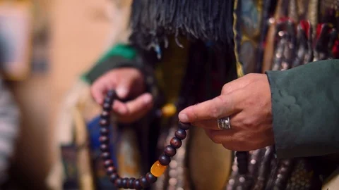 Mongolian Shaman performing a blessing Stock Footage 96206441