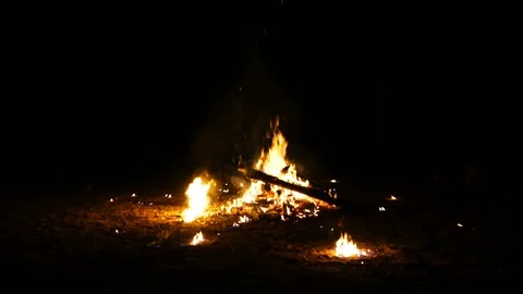 Mongolian shaman performs a ritual in the night Stock Footage 98949403