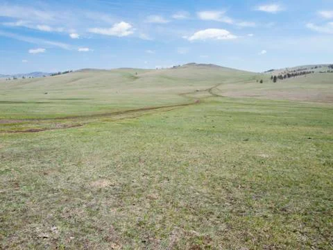 Mongolian steppe in the early spring Stock Photos