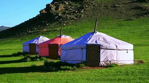 Mongolian Yurt, Ger Camp Stock Footage 32423434