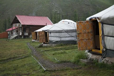Mongolian yurts Stock Photos