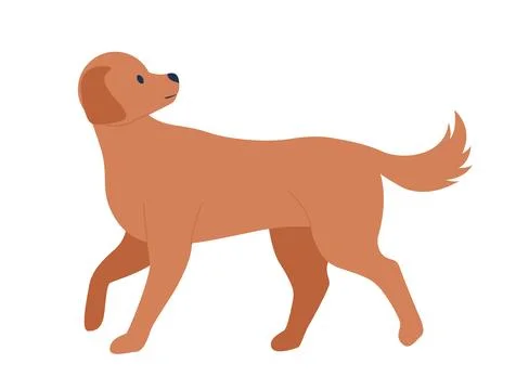 Mongrel dog walking and looking back semi flat color vector character Stock Illustration
