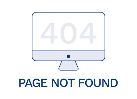 Monitor 404 - page not found. Broken Website on Computer. Display technology. On Stock Illustration