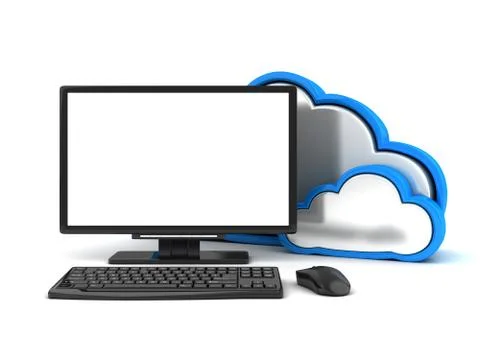 Monitor abstract cloud storage (done in 3d) Stock Illustration