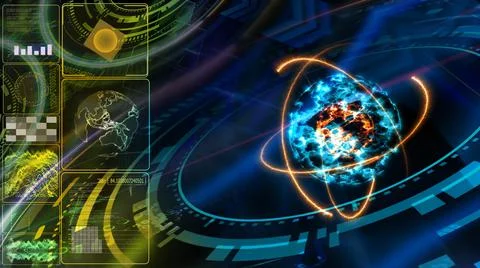 Monitor analysis abstract colorful core explosive core Stock Illustration