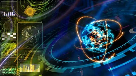 Monitor analysis abstract colorful core explosive core and quantum Stock Illustration