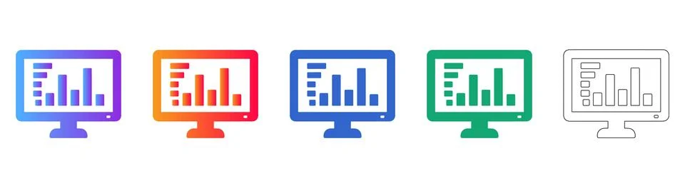 Monitor Analytics Bar Chart Display Icons イラスト素材