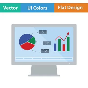 Monitor with analytics diagram icon Stock Illustration