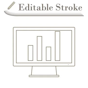 Monitor With Analytics Diagram Icon Stock Illustration