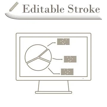 Monitor With Analytics Diagram Icon Stock Illustration