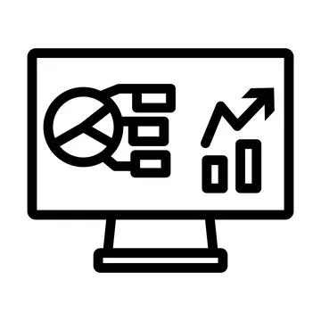 Monitor With Analytics Diagram Icon Stock Illustration