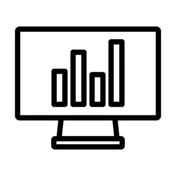 Monitor With Analytics Diagram Icon Stock Illustration