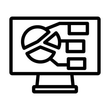 Monitor With Analytics Diagram Icon Stock Illustration