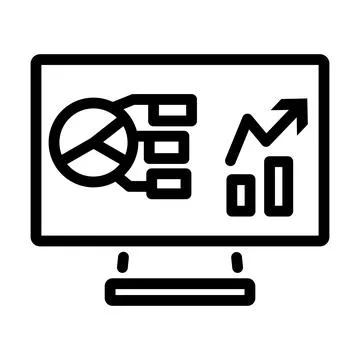Monitor With Analytics Diagram Icon Stock Illustration