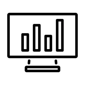 Monitor With Analytics Diagram Icon Stock Illustration