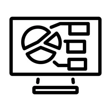 Monitor With Analytics Diagram Icon Stock Illustration