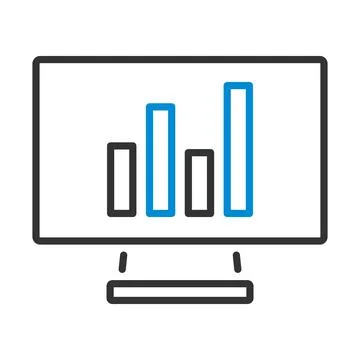 Monitor With Analytics Diagram Icon Stock Illustration