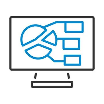 Monitor With Analytics Diagram Icon Stock Illustration