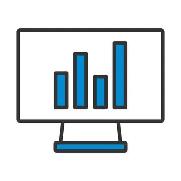 Monitor With Analytics Diagram Icon Stock Illustration
