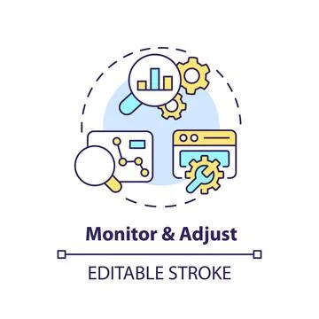 Monitor and adjust concept icon Stock Illustration