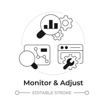Monitor and adjust modern flat line concept icon Stock Illustration