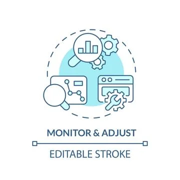Monitor and adjust turquoise concept icon Stock-Illustration