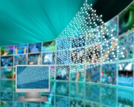 Monitor and binary code イラスト素材