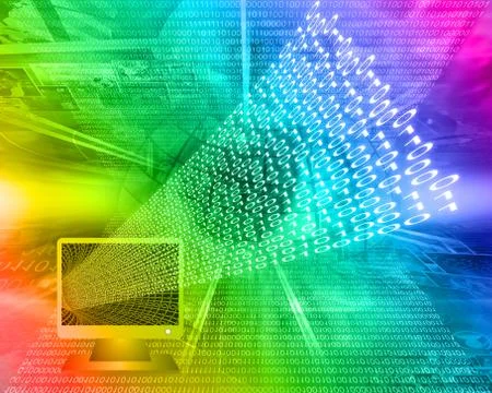 Monitor and binary code 스톡 일러스트