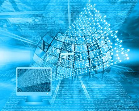 Monitor and binary code Stockillustratie