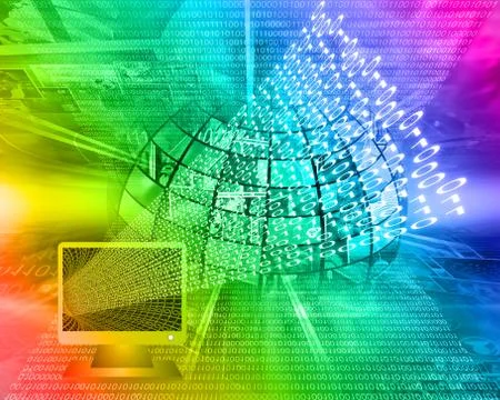 Monitor and binary code Stockillustratie