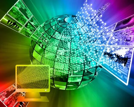 Monitor and binary code イラスト素材