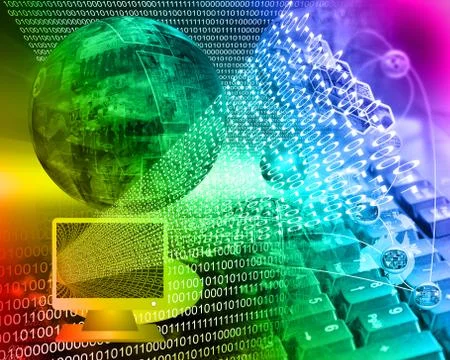 Monitor and binary code 库存插图