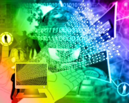 Monitor and binary code Stockillustratie