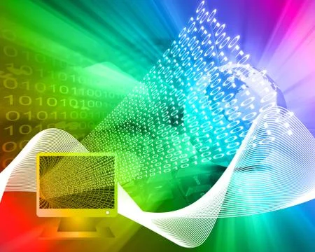 Monitor and binary code 스톡 일러스트