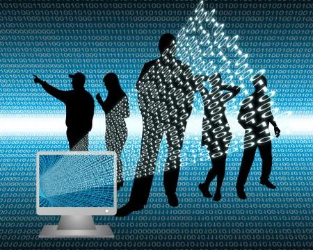 Monitor and binary code Stock Illustration