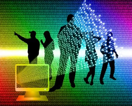 Monitor and binary code 库存插图