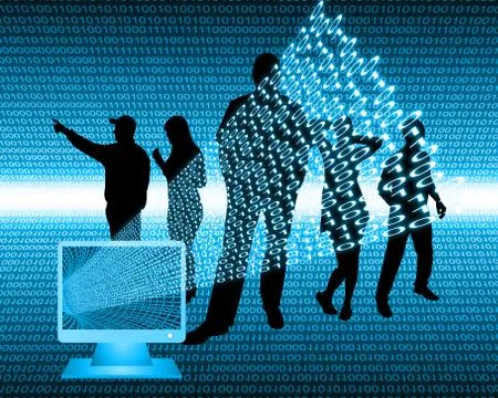 Monitor and binary code イラスト素材