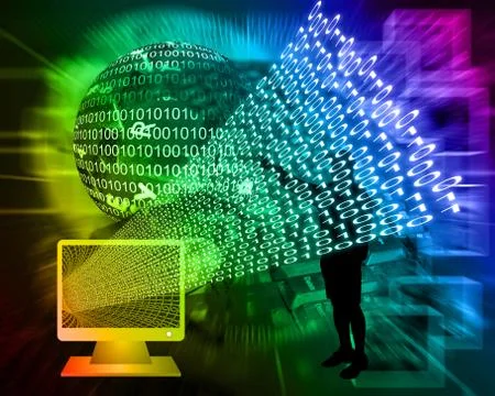 Monitor and binary code Stock Illustration