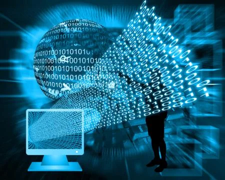 Monitor and binary code Stock Illustration