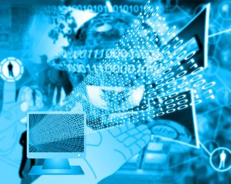 Monitor and binary code Stockillustratie