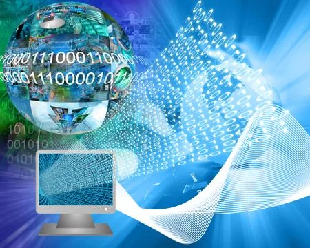 Monitor and binary code イラスト素材