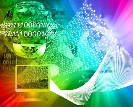 Monitor and binary code Stockillustratie