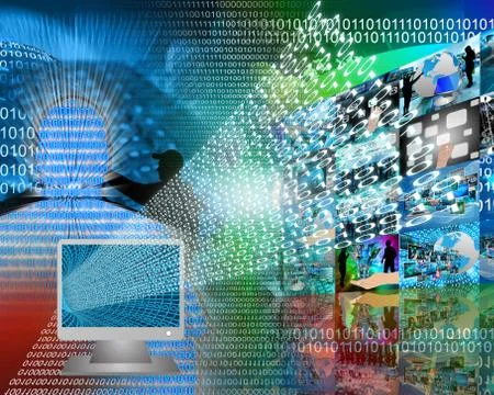 Monitor and binary code Stockillustratie