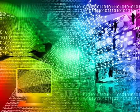 Monitor and binary code Stock Illustration
