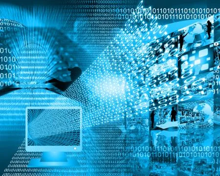 Monitor and binary code Stockillustratie