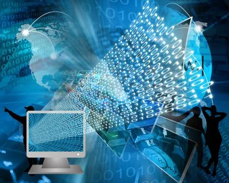 Monitor and binary code Stock Illustration