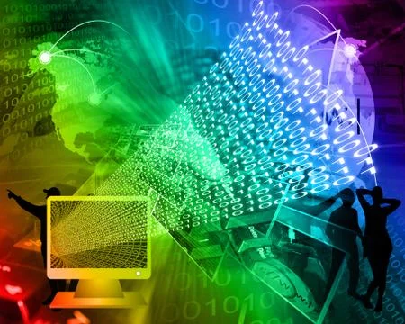 Monitor and binary code イラスト素材