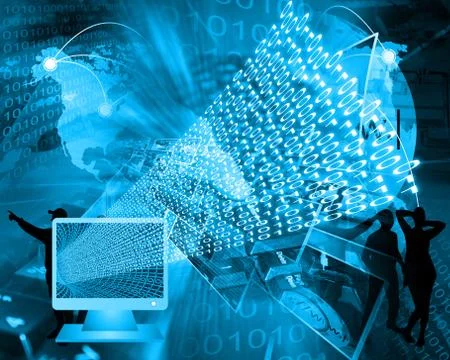 Monitor and binary code Stock Illustration